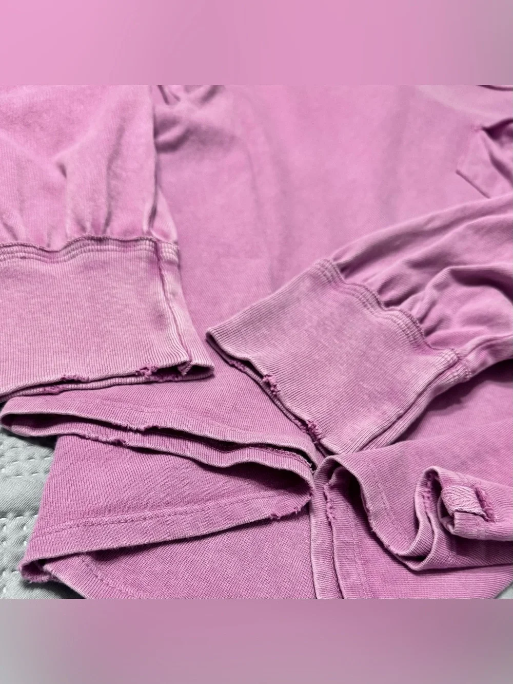 Free People We the Free Fade Into You Tee Cotton Pocket Long Sleeve Purple Pink